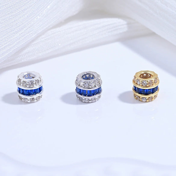 Wholesale S925 Sterling Silver Microinlaid Zirconia Round Barrel Beads Spacer Beads For Diy Bracelet Necklace Accessories