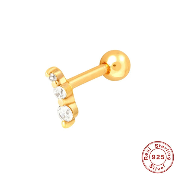Wholesale S925 Sterling Silver Mini Piercing Thread Ear Studs With Distinctive Angel's Eye Design Electroplated For Women