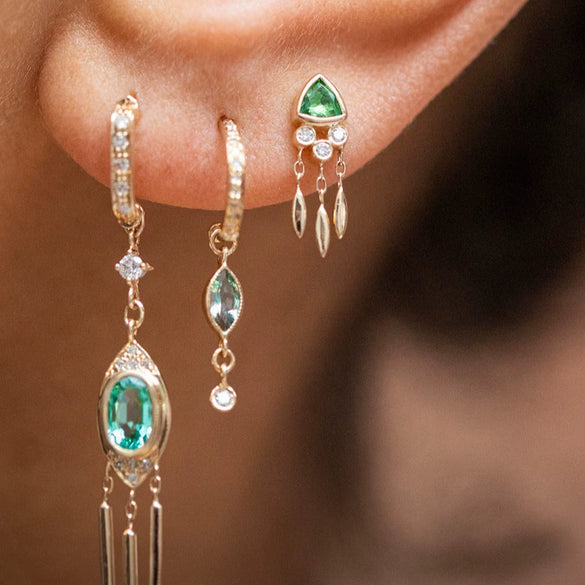 Wholesale S925 Sterling Silver Mini Triangle Tassel Zircon Inlaid Spiral Cartilage Stud Earrings Unisex Geometric Fashion Creative Piercing Stud Earrings