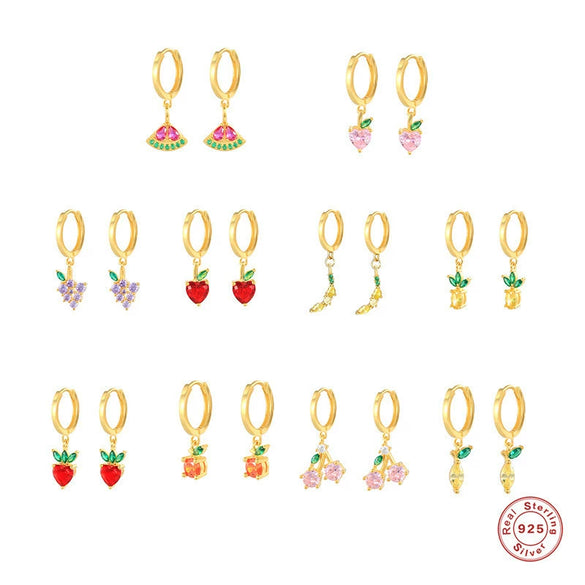 Wholesale S925 Sterling Silver Mini Tropical Fruit Geometric Simple Creative Earrings For Women