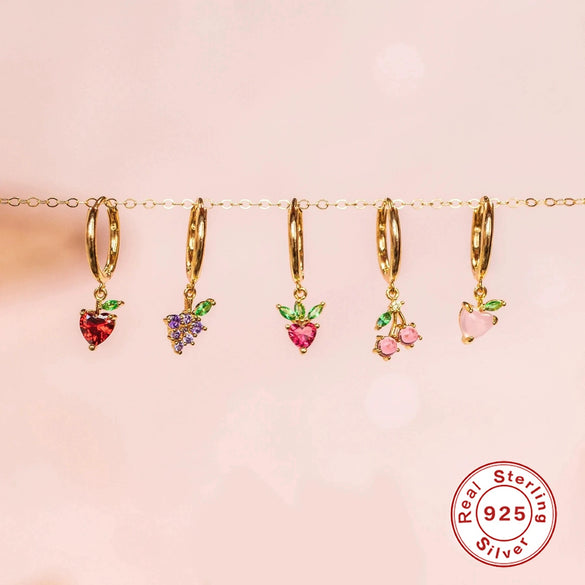 Wholesale S925 Sterling Silver Mini Tropical Fruit Geometric Simple Creative Earrings For Women