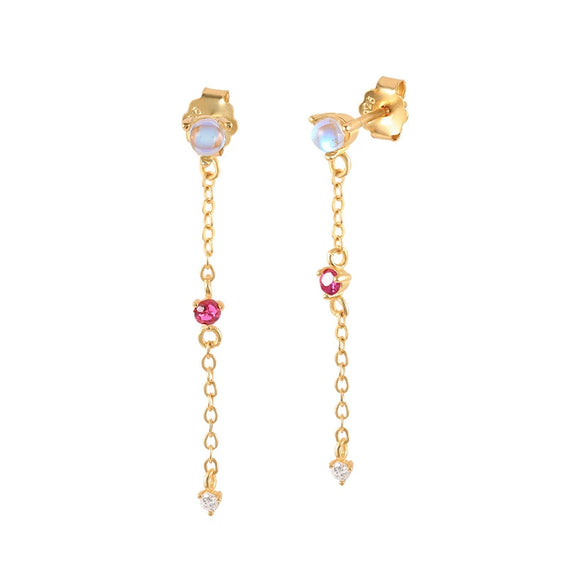 Wholesale S925 Sterling Silver Mini Zirconia Diamond Chain Earrings With Geometric Design And Electroplating