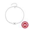 Wholesale S925 Sterling Silver Minimalist Double Layer Four Claw Diamond Embedded Geometric Bracelet