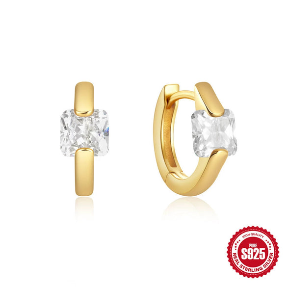 Wholesale S925 Sterling Silver Minimalist Elegant Design Electroplated Diamond Embedded Earrings For Women