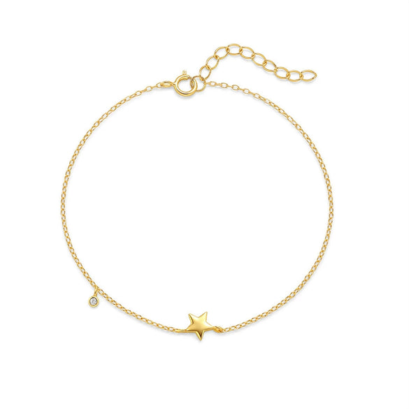 Wholesale S925 Sterling Silver Minimalist Fivepointed Star Geometric Pattern Elegant Allmatch Women's Bracelet With Real Gold Electroplating