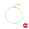 Wholesale S925 Sterling Silver Minimalist Geometric Pearl Slidable Thin Chain Bracelet With Electroplating For Women