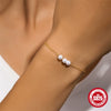 Wholesale S925 Sterling Silver Minimalist Geometric Pearl Slidable Thin Chain Bracelet With Electroplating For Women