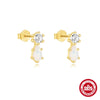 Wholesale S925 Sterling Silver Minimalist Geometric Planet Zirconium Stud Earrings With Water Drop High Grade Pearl Electroplated