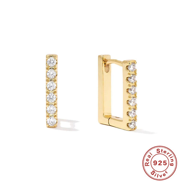 Wholesale S925 Sterling Silver Minimalist Geometric U Shaped Square Earrings With Electroplating