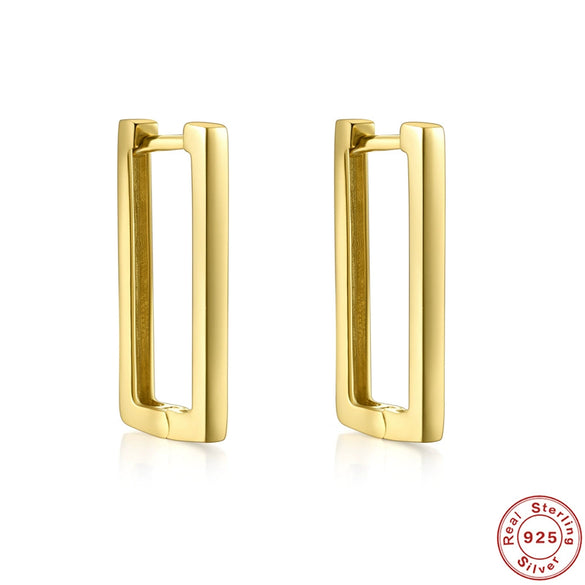 Wholesale S925 Sterling Silver Minimalist Geometric U Shaped Square Earrings With Electroplating
