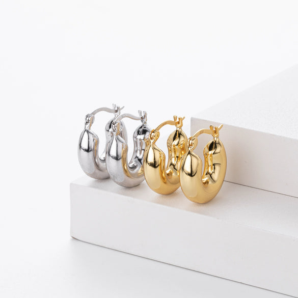 Wholesale S925 Sterling Silver Minimalist Geometric Ushape Electroplated Women's Earrings
