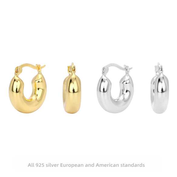 Wholesale S925 Sterling Silver Minimalist Geometric Ushape Electroplated Women's Earrings