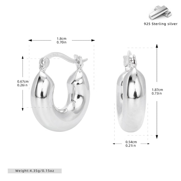 Wholesale S925 Sterling Silver Minimalist Geometric Ushape Electroplated Women's Earrings