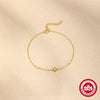 Wholesale S925 Sterling Silver Minimalist Glossy Four Leaf Clover Flower Bracelet With Real Gold Plating Electroplating Design For Women