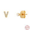 Wholesale S925 Sterling Silver Minimalist Initial Letter Stud Earrings With Electroplating For Women