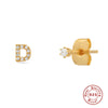 Wholesale S925 Sterling Silver Minimalist Initial Letter Stud Earrings With Electroplating For Women