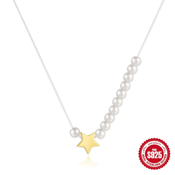 Wholesale S925 Sterling Silver Minimalist Ochain Neck Chain With Fivepointed Star Love Bow Pearl Clavicle Chain Electroplated For Women