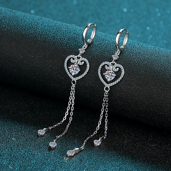 Wholesale S925 Sterling Silver Moissanite Bow Tassel Earrings For Women