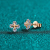 Wholesale S925 Sterling Silver Moissanite Champagne Gold Electroplated Geometric Light Luxury Women's Earrings With Doll And Leaves Pattern