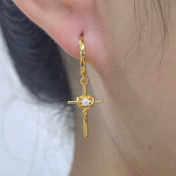 Wholesale S925 Sterling Silver Moissanite Cross Earrings With Infinite Symbol Fashion Simple Design Inlay Process For Women