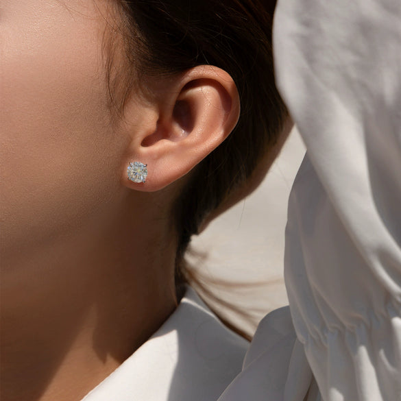 Wholesale S925 Sterling Silver Moissanite Diamond Earrings Classic Lowkey Luxury Electroplated For Women