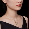 Wholesale S925 Sterling Silver Moissanite Heart Shaped Sunflower Pendant Women's Fashion Necklace