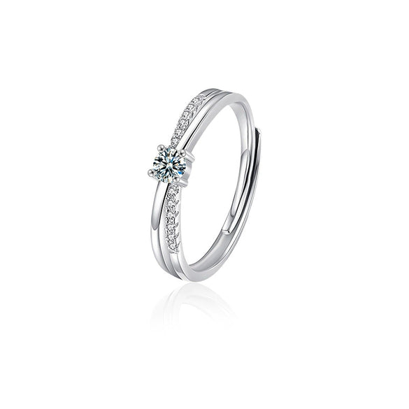 Wholesale S925 Sterling Silver Moissanite Ushaped Couple's Ring Set With Diamonds Fashion Style