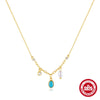 Wholesale S95 Sterling Silver Multi Element Stitching Geometric Diamond Encrusted Pearl Temperament All Match Clavicle Necklace With Electroplating O Chain Style