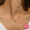 Wholesale S95 Sterling Silver Multi Element Stitching Geometric Diamond Encrusted Pearl Temperament All Match Clavicle Necklace With Electroplating O Chain Style