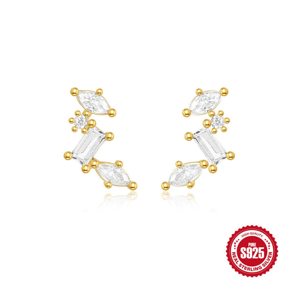 Wholesale S925 Sterling Silver Multi Layer Horse Eye Water Drop Stitching Electroplated Geometry Earrings For Women