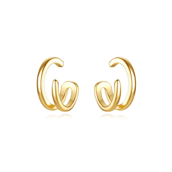 Wholesale S925 Sterling Silver Multi Layer Line Geometric Ear Bone Clip Earrings Without Ear Hole Electroplated