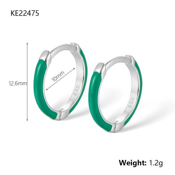 Wholesale S925 Sterling Silver Multicolor Circle Ear Buckle Earrings For Women With Geometric Design And Electroplating Process