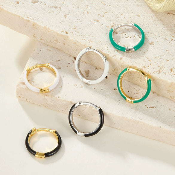 Wholesale S925 Sterling Silver Multicolor Circle Ear Buckle Earrings For Women With Geometric Design And Electroplating Process