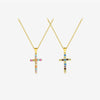 Wholesale S925 Sterling Silver Multicolor Zircon Cross Hanging Piece Necklace With 18K Gold Electroplating For Women