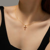 Wholesale S925 Sterling Silver Multicolor Zircon Cross Hanging Piece Necklace With 18K Gold Electroplating For Women