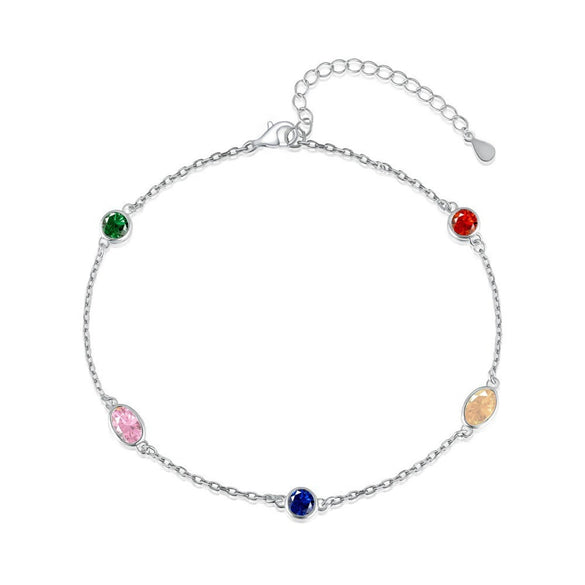 Wholesale S925 Sterling Silver Multicolored Geometric Zircon Bracelet With Electroplating For Women Fashion Sweet Niche Luxury Youth Rainbow Design Sense
