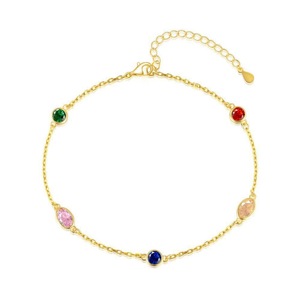 Wholesale S925 Sterling Silver Multicolored Geometric Zircon Bracelet With Electroplating For Women Fashion Sweet Niche Luxury Youth Rainbow Design Sense