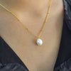 Wholesale S925 Sterling Silver Natural Freshwater Pearl Drop Shape Pendant Ochain Necklace With Seiko Treatment