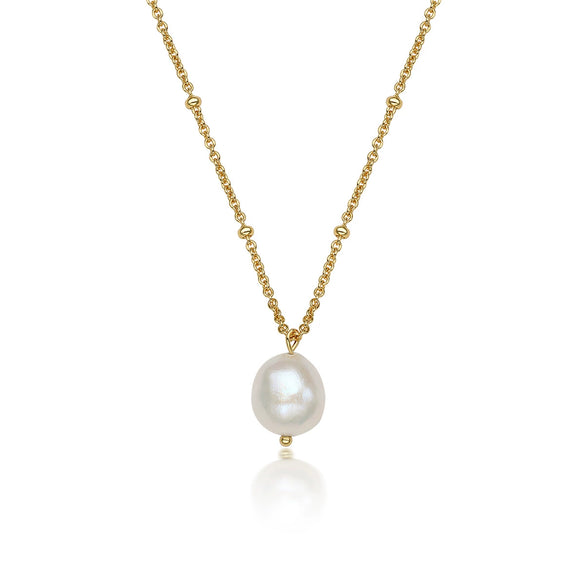 Wholesale S925 Sterling Silver Natural Freshwater Pearl Drop Shape Pendant Ochain Necklace With Seiko Treatment