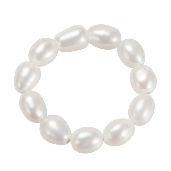 Wholesale S925 Sterling Silver Natural Freshwater Pearl Geometric Opening Adjustable Women's Ring With Electroplating