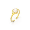 Wholesale S925 Sterling Silver Natural Freshwater Pearl Geometric Opening Adjustable Women's Ring With Electroplating