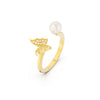 Wholesale S925 Sterling Silver Natural Freshwater Pearl Geometric Opening Adjustable Women's Ring With Electroplating