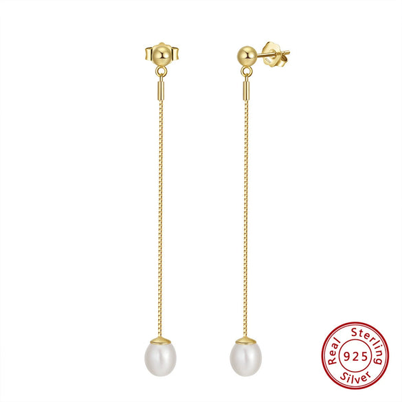 Wholesale S925 Sterling Silver Natural Pearl Baroque Geometric Earrings For Women