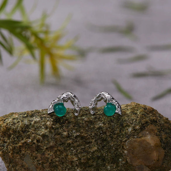 Wholesale S925 Sterling Silver Natural Pearl Geometric Landscape Art Stud Earrings Set With Gems