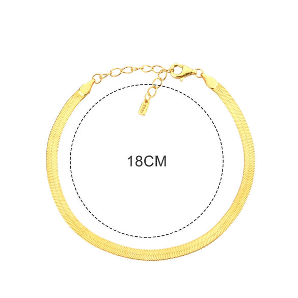 Wholesale S925 Sterling Silver Necklace And Bracelet With Geometric Styling Flat Snake Bone Chain Electroplated Fashion And Minimalist Design Unisex