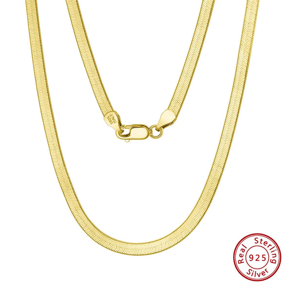 Wholesale S925 Sterling Silver Necklace Flat Snake Bone Clavicle Blade Geometric Electroplated