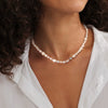 Wholesale S925 Sterling Silver Necklace With Baroque Natural Freshwater Pearl And Zircon Pendant Geometric Style Electroplated For Women