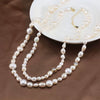 Wholesale S925 Sterling Silver Necklace With Baroque Natural Freshwater Pearl And Zircon Pendant Geometric Style Electroplated For Women