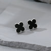Wholesale S925 Sterling Silver Necklace With Black Agate And Four Leaf Pattern Electroplated Women's