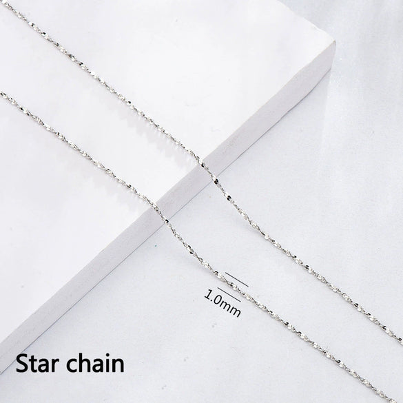 Wholesale S925 Sterling Silver Necklace With Box Ingot Melon Seeds Water Wave Starry Snake Bone Cross Design Electroplated